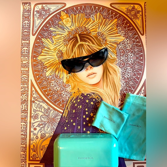 🩵TIFFANY🩵 Retro Vintage Cat-Eye Navy Sunglasses 😎 - Picture 1 of 13